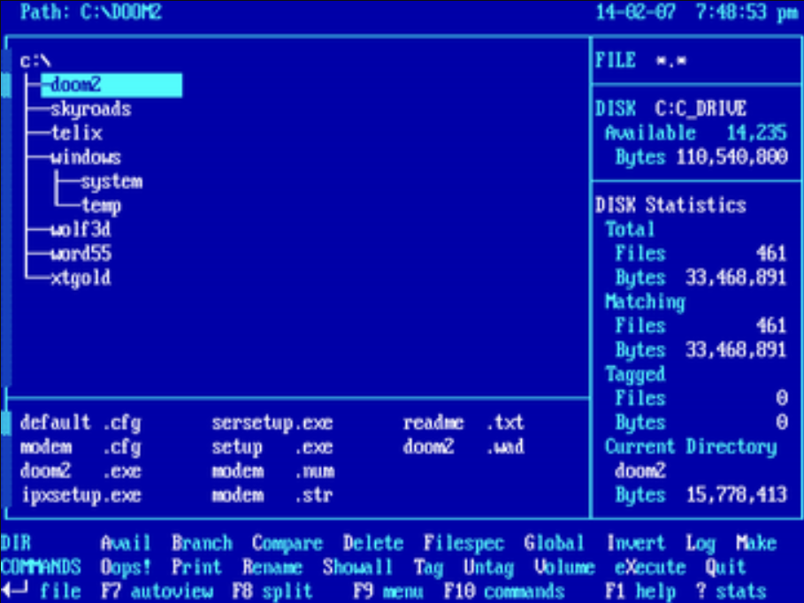 Execute shell command. Xtree. Norton Commander 3.0. Hdoon. PC Shell.